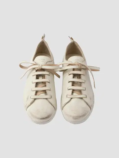 Prada Women's Leather Sneakers - Beige Khaki - Size 9 | Thumbnail 2