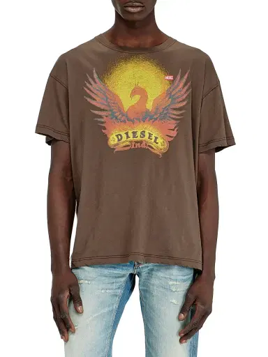 Diesel Men's Logo Graphic Phoenix Cotton T-Shirt - Brown | Thumbnail 3 Diesel Men's Logo Graphic Phoenix Cotton T-Shirt - Brown | Thumbnail 3