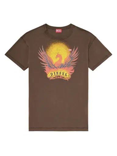 Diesel Men's Logo Graphic Phoenix Cotton T-Shirt - Brown | Thumbnail 1 Diesel Men's Logo Graphic Phoenix Cotton T-Shirt - Brown | Thumbnail 1