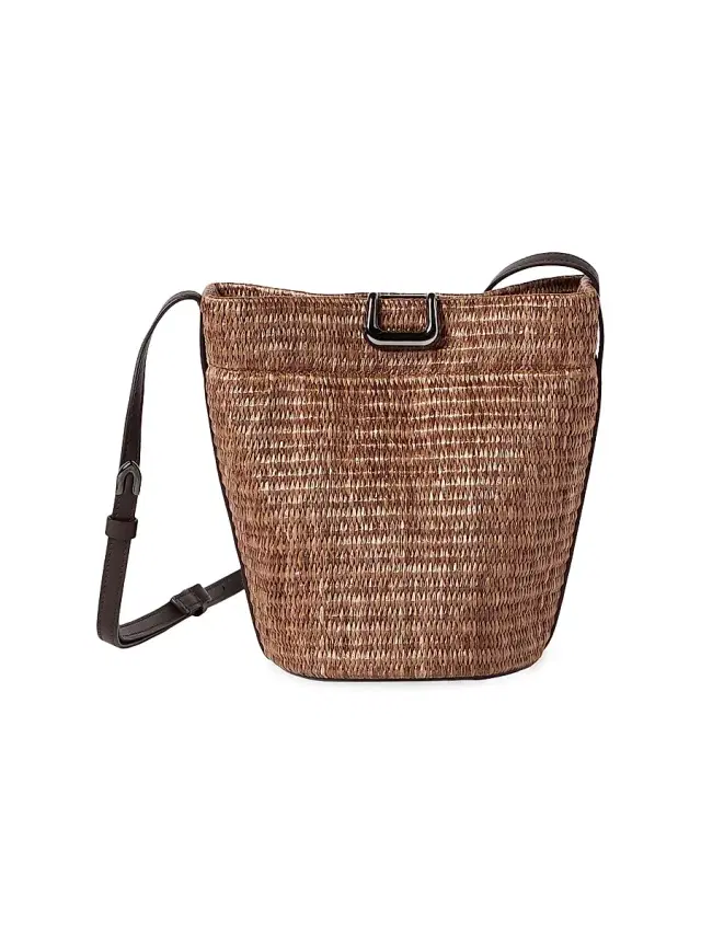 Brunello Cucinelli Women's Sartorial Bucket Bag in Techno Cotton Raffia - Light Brown