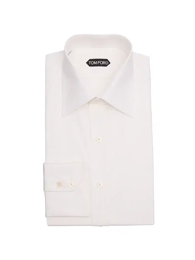 TOM FORD Men's Slim-Fit Cotton Poplin Dress Shirt - White