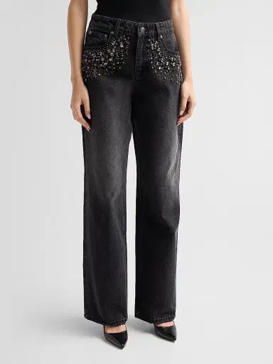 Ksubi Women's Low Rider Embellished Jeans - Black - Size 31 | Thumbnail 4