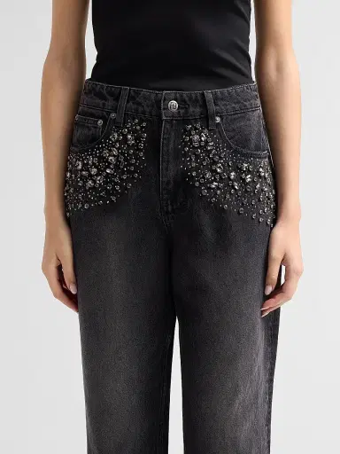 Ksubi Women's Low Rider Embellished Jeans - Black - Size 31 | Thumbnail 5