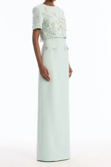 Oscar de la Renta Crystal Floral Embroidered Column Gown | Thumbnail 3 Oscar de la Renta Crystal Floral Embroidered Column Gown | Thumbnail 3