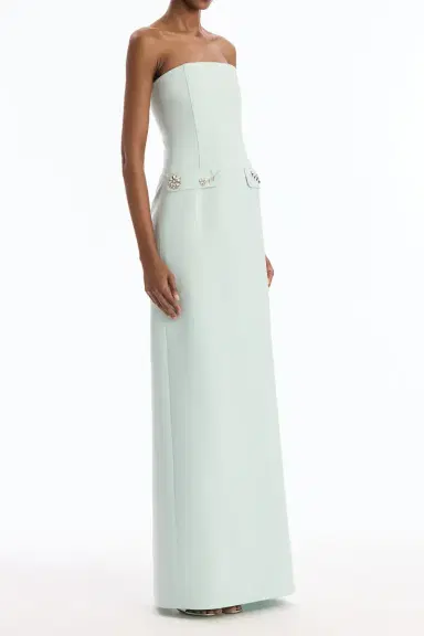 Oscar de la Renta Crystal Floral Embroidered Column Gown | Thumbnail 4 Oscar de la Renta Crystal Floral Embroidered Column Gown | Thumbnail 4