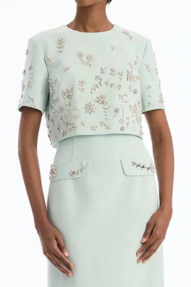 Oscar de la Renta Crystal Floral Embroidered Column Gown | Thumbnail 5 Oscar de la Renta Crystal Floral Embroidered Column Gown | Thumbnail 5