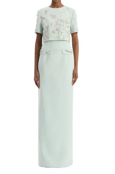 Oscar de la Renta Crystal Floral Embroidered Column Gown | Thumbnail 1 Oscar de la Renta Crystal Floral Embroidered Column Gown | Thumbnail 1