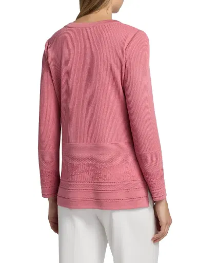 Misook Women's Multi-Stitch Tonal Ribbed Soft Knit Tunic | Thumbnail 5 Misook Women's Multi-Stitch Tonal Ribbed Soft Knit Tunic | Thumbnail 5