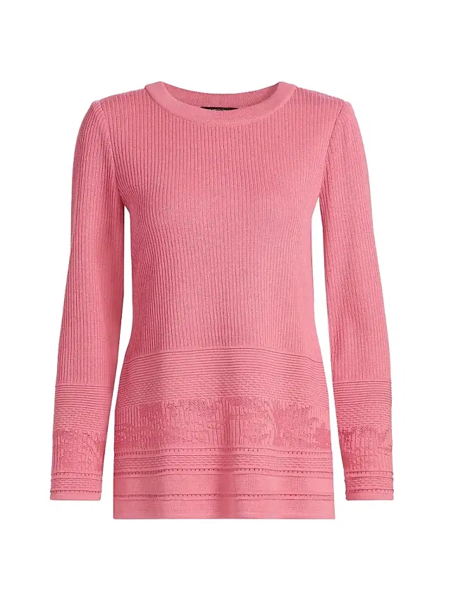 Misook Women's Multi-Stitch Tonal Ribbed Soft Knit Tunic - Honeysuckle