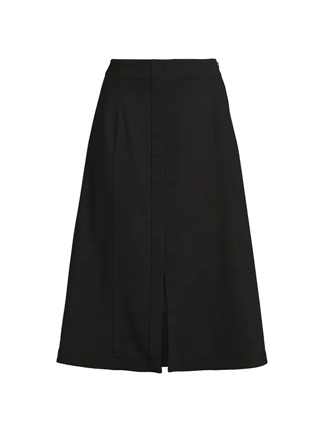 Misook Women's A-Line Front-Slit Stretch Midi-Skirt - Black