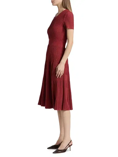 Misook Women's Rib-Knit Fit & Flare Midi-Dress - Russet - Size XXL | Thumbnail 4 Misook Women's Rib-Knit Fit & Flare Midi-Dress - Russet - Size XXL | Thumbnail 4