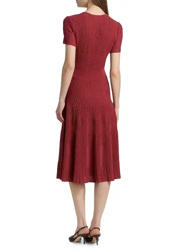Misook Women's Rib-Knit Fit & Flare Midi-Dress - Russet - Size XXL | Thumbnail 5 Misook Women's Rib-Knit Fit & Flare Midi-Dress - Russet - Size XXL | Thumbnail 5