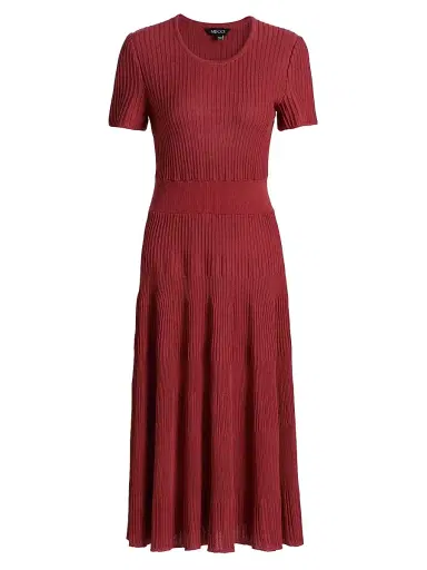 Misook Women's Rib-Knit Fit & Flare Midi-Dress - Russet - Size XXL | Thumbnail 1 Misook Women's Rib-Knit Fit & Flare Midi-Dress - Russet - Size XXL | Thumbnail 1