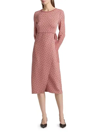 Misook Women's Faux Wrap Soft Knit Midi Dress - Honeysuckle Russet Biscotti - Size XXL | Thumbnail 2 Misook Women's Faux Wrap Soft Knit Midi Dress - Honeysuckle Russet Biscotti - Size XXL | Thumbnail 2