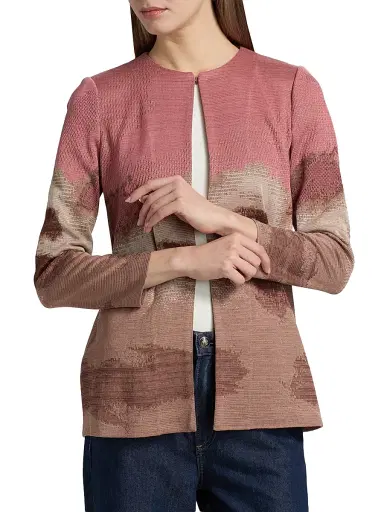 Misook Women's Landscape Pattern Knit Jacket | Thumbnail 3