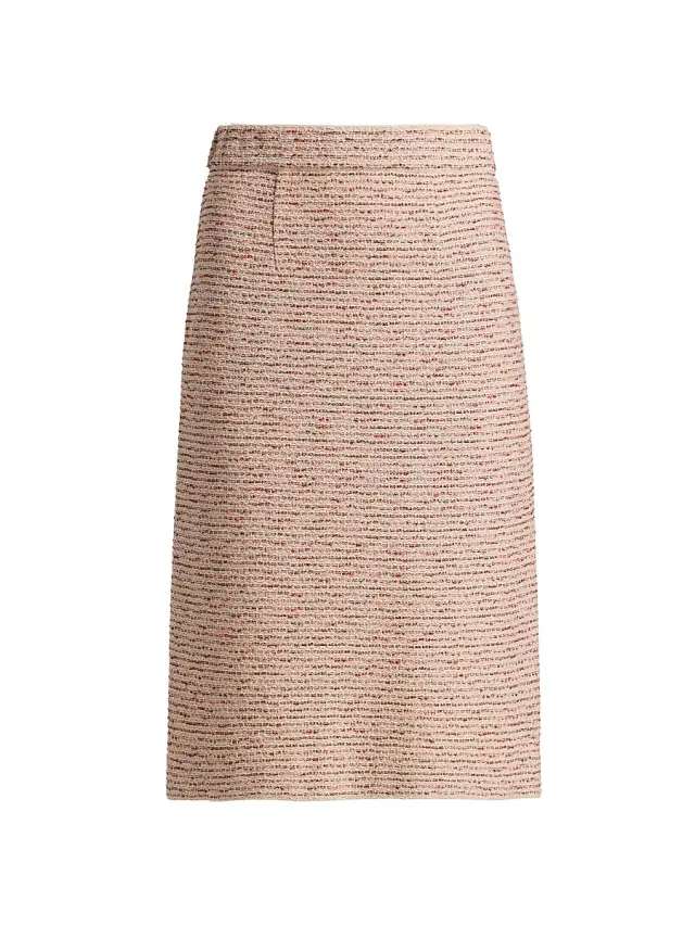 Misook Women's Ribbon Tweed Knit Straight Skirt - Honeysuckle Russet Biscotti