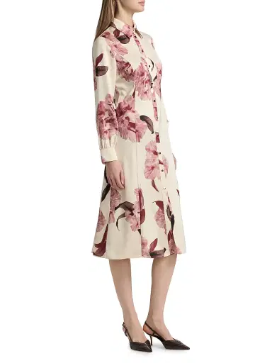 Misook Women's Floral Crepe De Chine Midi-Shirtdress | Thumbnail 4 Misook Women's Floral Crepe De Chine Midi-Shirtdress | Thumbnail 4