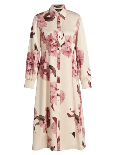 Misook Women's Floral Crepe De Chine Midi-Shirtdress | Thumbnail 1 Misook Women's Floral Crepe De Chine Midi-Shirtdress | Thumbnail 1