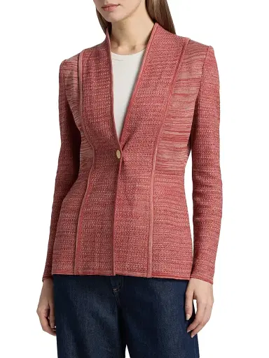 Misook Women's Tailored Mélange Knit Jacket - Russet Biscotti - Size XXL | Thumbnail 3