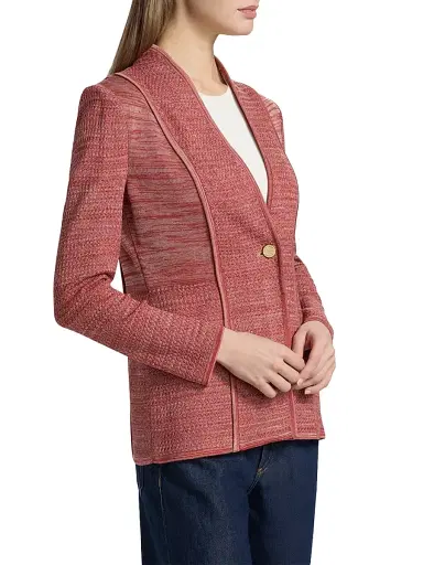 Misook Women's Tailored Mélange Knit Jacket - Russet Biscotti - Size XXL | Thumbnail 4