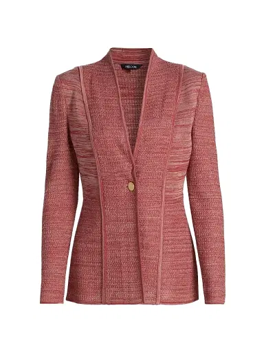 Misook Women's Tailored Mélange Knit Jacket - Russet Biscotti - Size XXL | Thumbnail 1