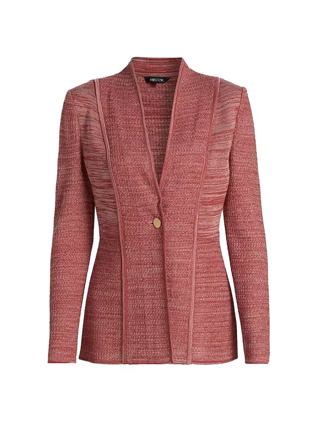 Misook Women's Tailored Mélange Knit Jacket - Russet Biscotti