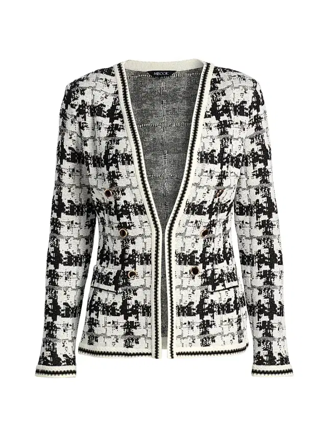 Misook Women's Tailored Faux Double Breasted Knit Jacket - Black New