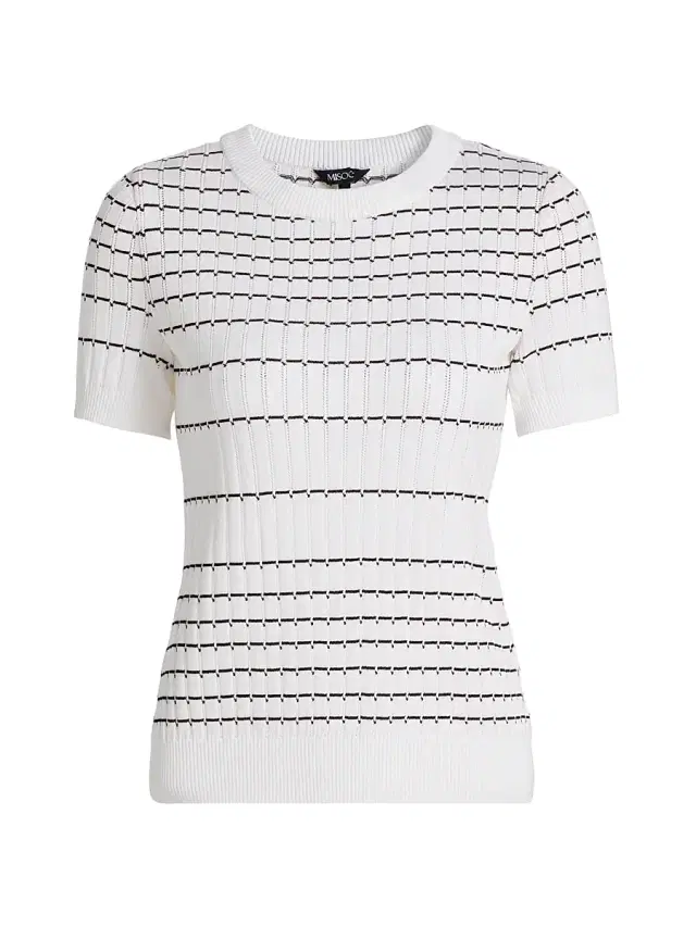 Misook Women's Striped Soft Knit Top - Black White