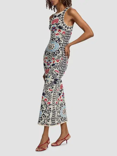 Misa Los Angeles Women's Sariah Textured-Print Midi-Dress - Summer Tapestry - Size XL | Thumbnail 4