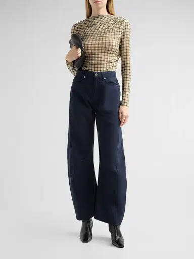 Veronica Beard Women's Nuvina Checked Draped Top - Loden Multi | Thumbnail 2 Veronica Beard Women's Nuvina Checked Draped Top - Loden Multi | Thumbnail 2