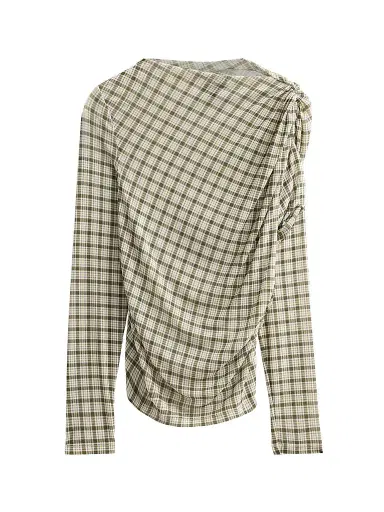 Veronica Beard Women's Nuvina Checked Draped Top - Loden Multi | Thumbnail 1 Veronica Beard Women's Nuvina Checked Draped Top - Loden Multi | Thumbnail 1