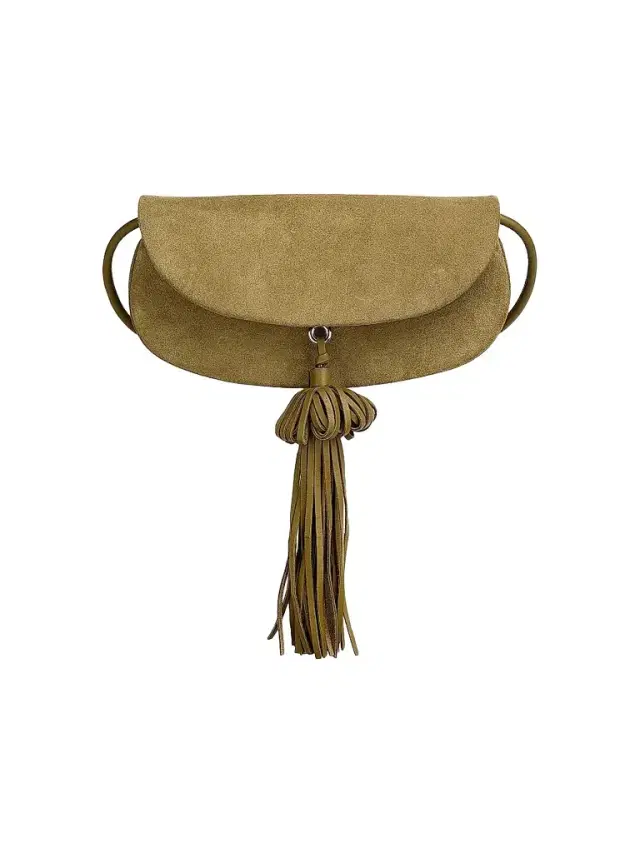 Ulla Johnson Women's Paloma Flap Tassel Suede Shoulder Bag - Olive