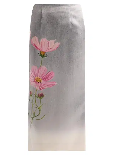 Oscar de la Renta Women's Cosmos Floral Satin Pencil Skirt | Thumbnail 1 Oscar de la Renta Women's Cosmos Floral Satin Pencil Skirt | Thumbnail 1