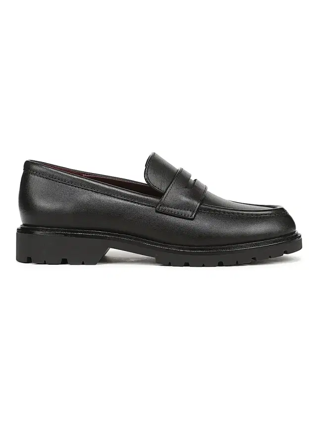 Vince Women's Siena Leather Lug-Sole Penny Loafers - Black