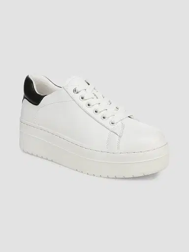 Favorite Daughter Women's Naomi 50MM Leather Platform Sneakers - White Black - Size 11 | Thumbnail 2