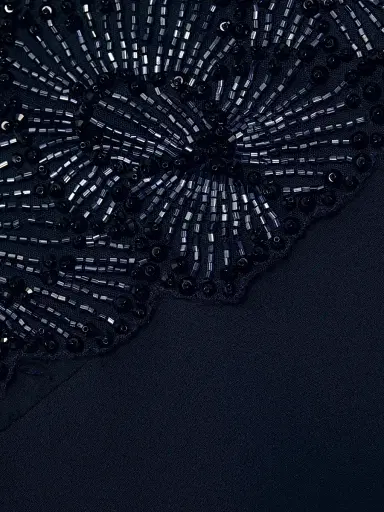 Naeem Khan Women's Beaded Bodice Trumpet Gown - Navy - Size 8 | Thumbnail 7