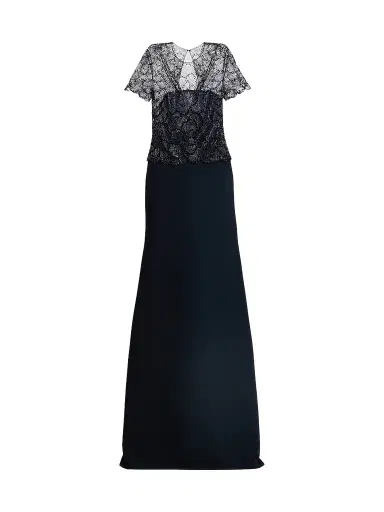 Naeem Khan Women's Beaded Bodice Trumpet Gown - Navy - Size 8 | Thumbnail 1