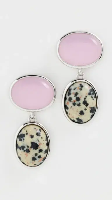 Luv AJ The Rose Quartz Palma Stud Earrings Silver One Size | Thumbnail 2