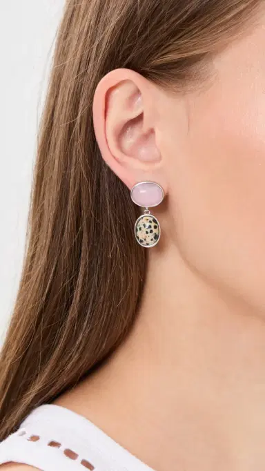 Luv AJ The Rose Quartz Palma Stud Earrings Silver One Size | Thumbnail 3