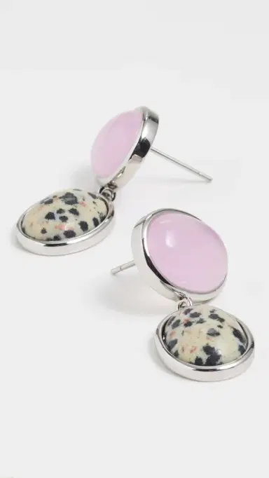 Luv AJ The Rose Quartz Palma Stud Earrings Silver One Size | Thumbnail 4
