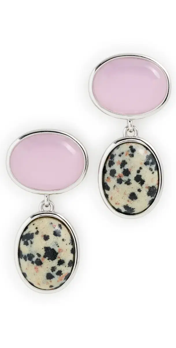 Luv AJ The Rose Quartz Palma Stud Earrings Silver One Size