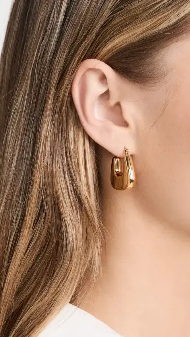 By Adina Eden Solid Graduated Square Shape Hoop Earrings Gold One Size | Thumbnail 3