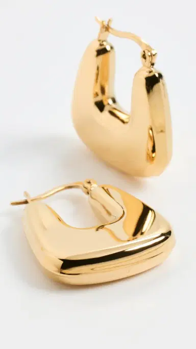By Adina Eden Solid Graduated Square Shape Hoop Earrings Gold One Size | Thumbnail 4