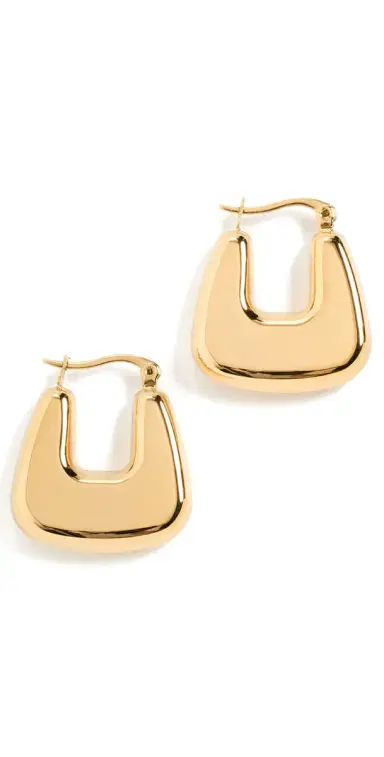 By Adina Eden Solid Graduated Square Shape Hoop Earrings Gold One Size | Thumbnail 1