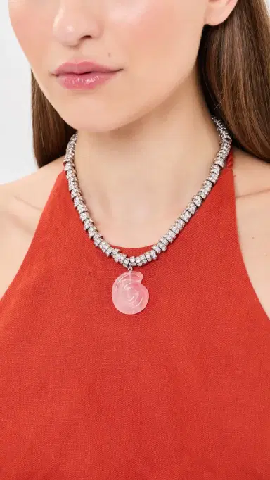 Luv AJ The Rose Quartz Rio Rhinestone Necklace | Thumbnail 3