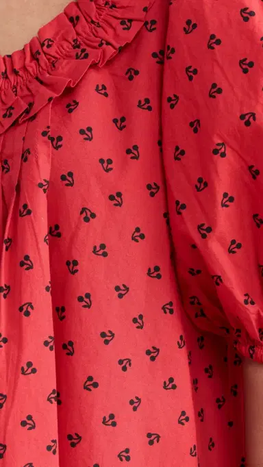 Damson Madder Jemima Ruffle Mini Dress Red Cherries | Thumbnail 6