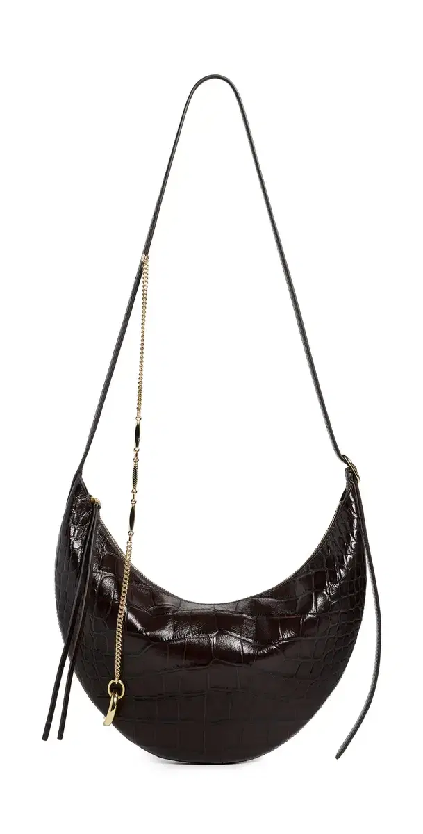 Tory Burch Pierced Croc-Embossed Crossbody Bag Cocoa One Size