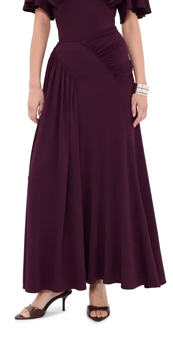 rabanne Long Ruched Skirt Magenta Purple