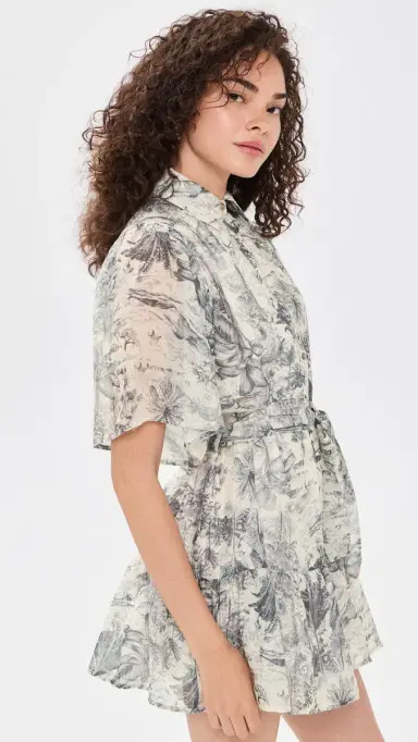 En Saison Holly Mini Dress White Slate Blue M | Thumbnail 4 En Saison Holly Mini Dress White Slate Blue M | Thumbnail 4
