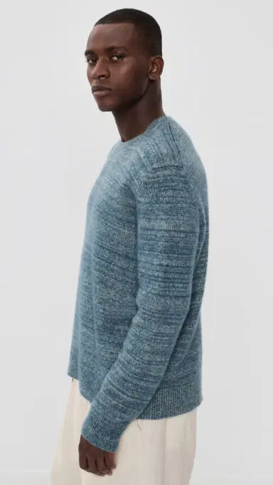 The Elder Statesman Unisex Nimbus Contrast tatesman Cashmere weater ea Blue/Pistachio | Thumbnail 6